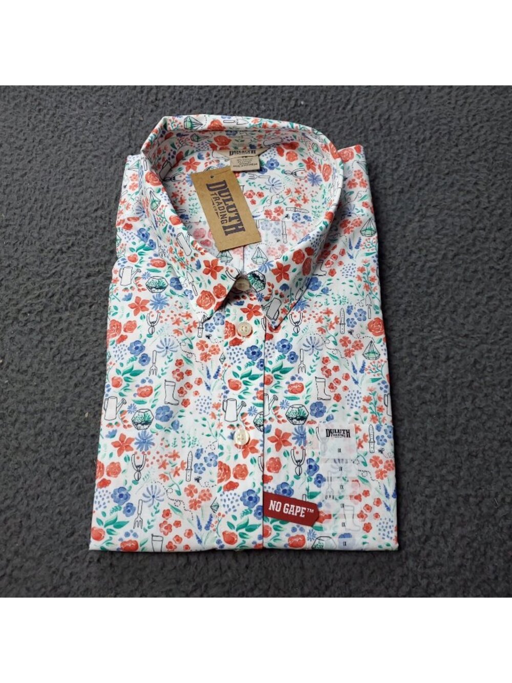 Duluth Wrinklefighter Shirt Womens Plus Size 1X  Gardener Button Up Floral White